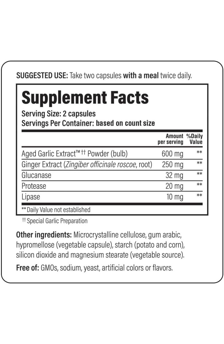 Kyolic Aged Garlic Extract Formula 102, Cleanse & Digestion, Ginger and Enzyme Complex, Veg Tablets 200 Count, Alternate, color, NO COLOR