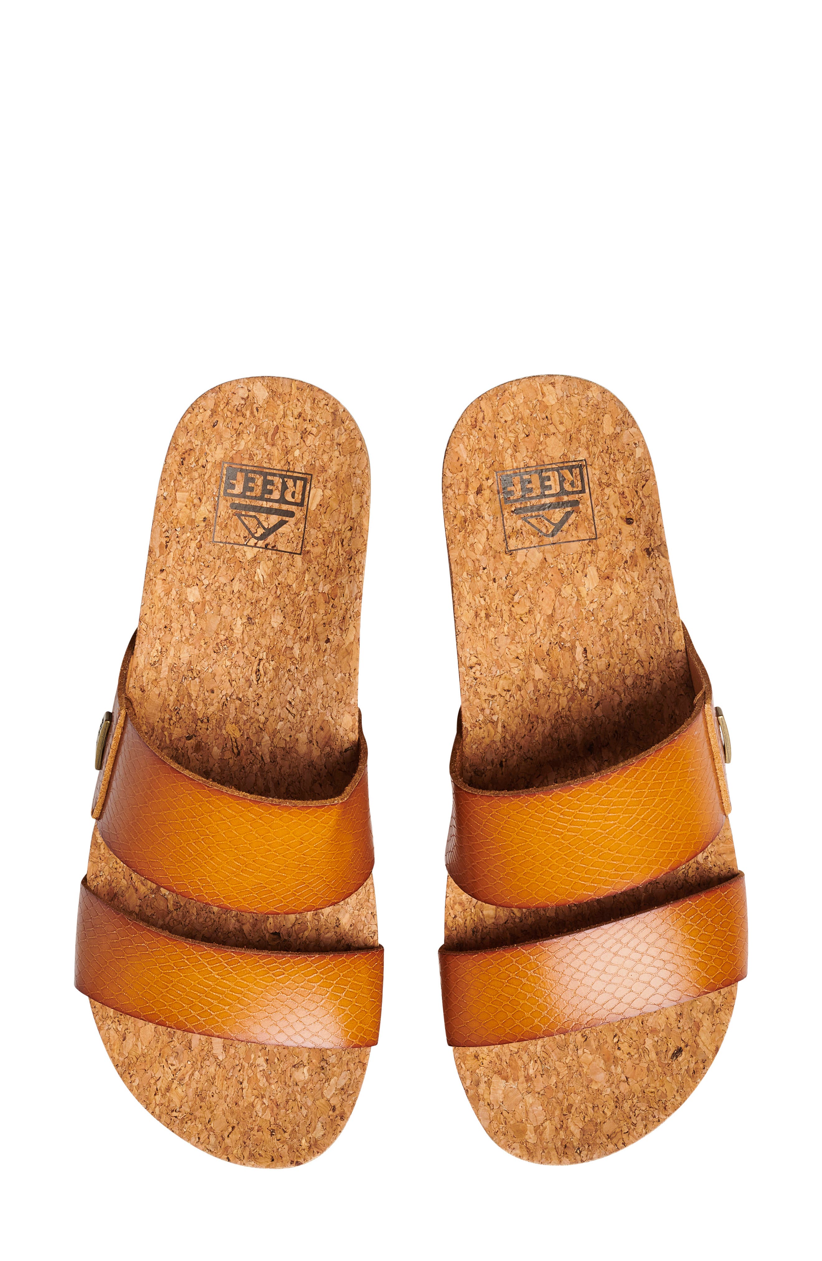 Reef Cushion Vista Higher Platform Slide Sandal, Alternate, color, Cognac