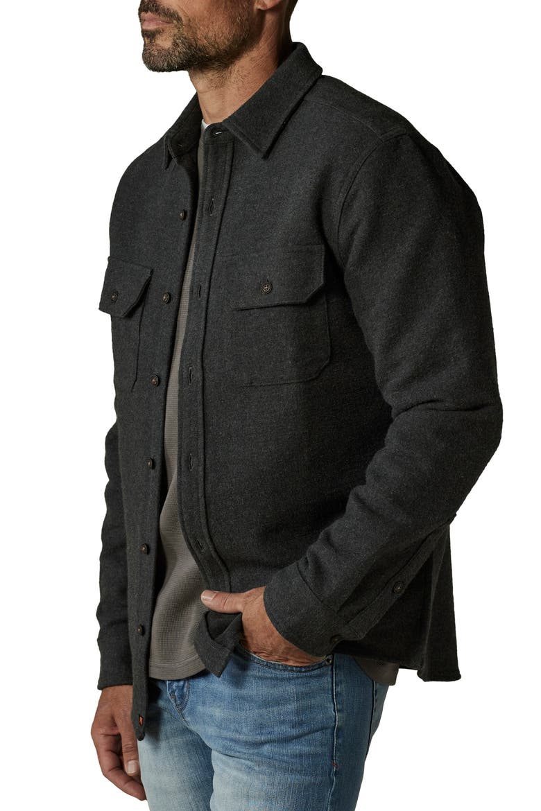 Heavyweight Cotton Flannel Button-Up Overshirt, Alternate, color, HEATHER CHARCOAL