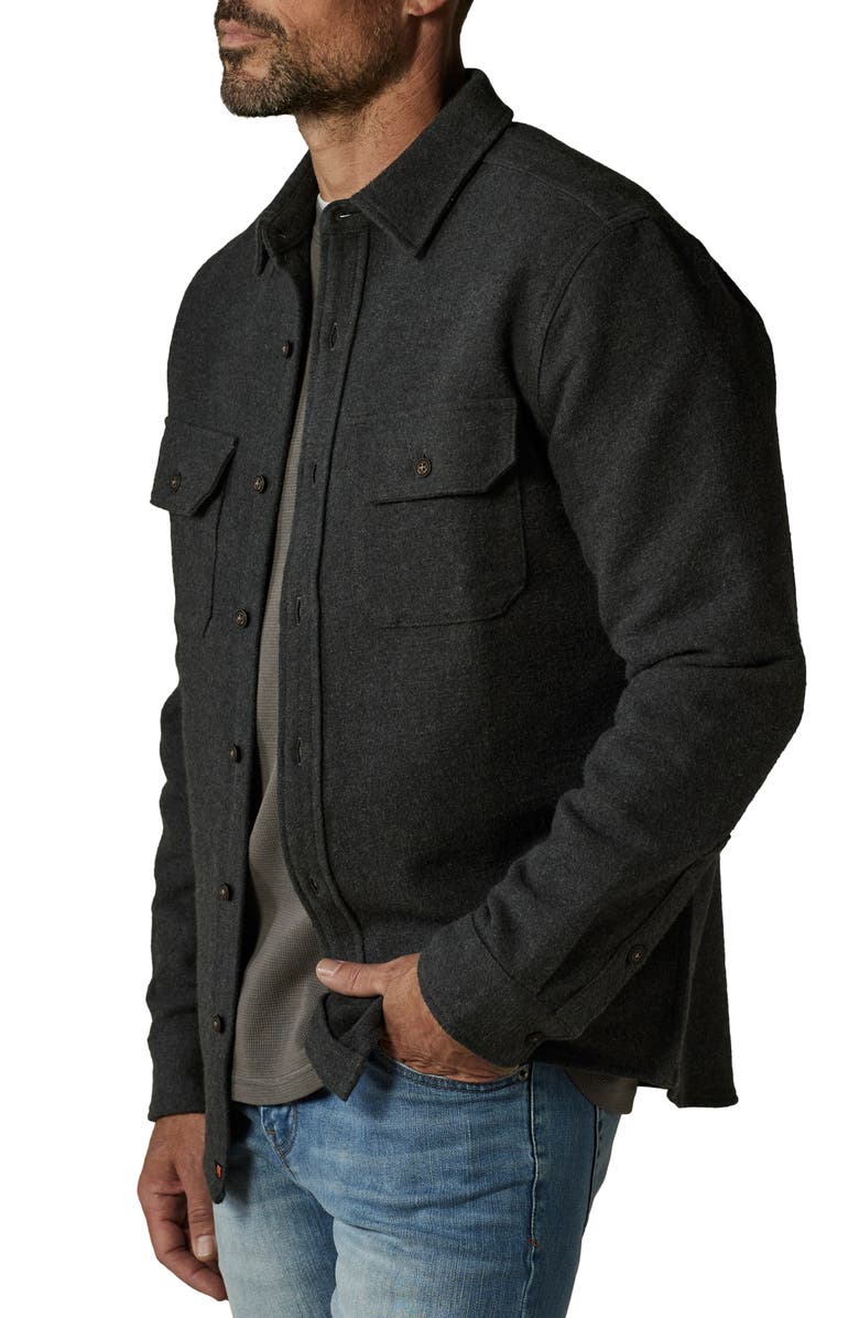 The Normal Brand Heavyweight Cotton Flannel Button-Up Overshirt, Alternate, color, Heather Charcoal