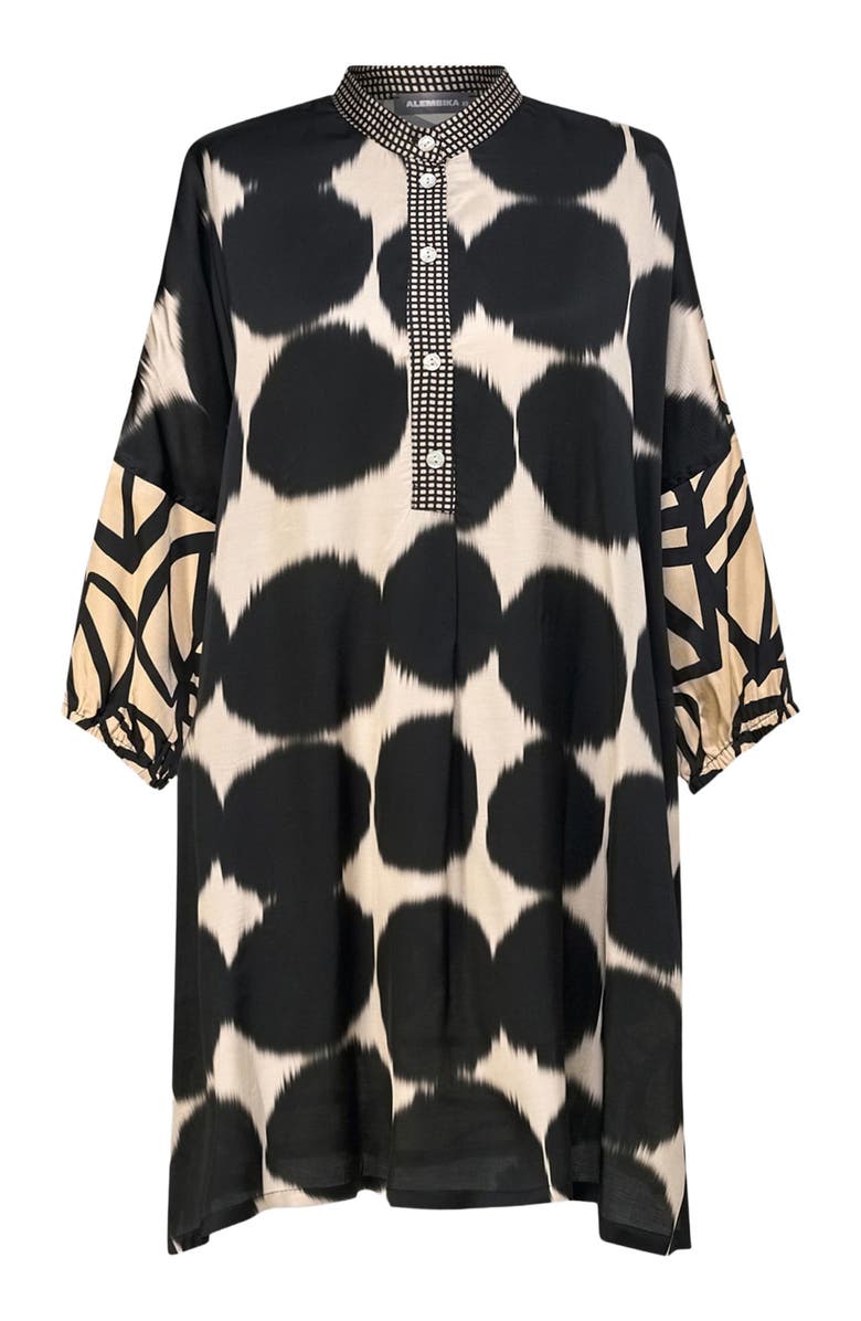 Alembika Serene mixed print tunic with Mandarin collar, Alternate, color, 