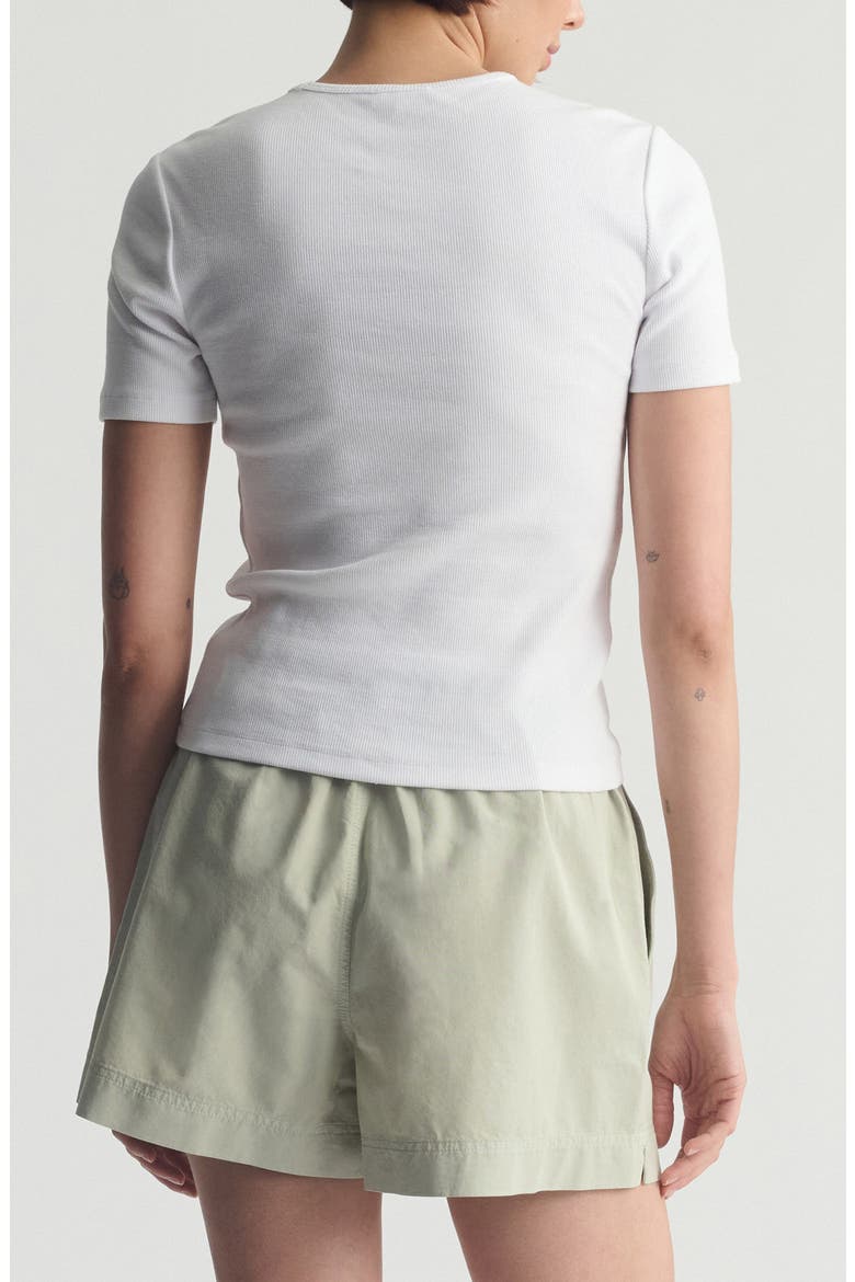 Rib Stretch Cotton T-Shirt, Alternate, color, WHITE