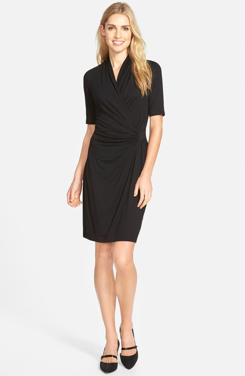 Karen Kane Pencil Sleeve Faux Wrap Dress, Main, color,
