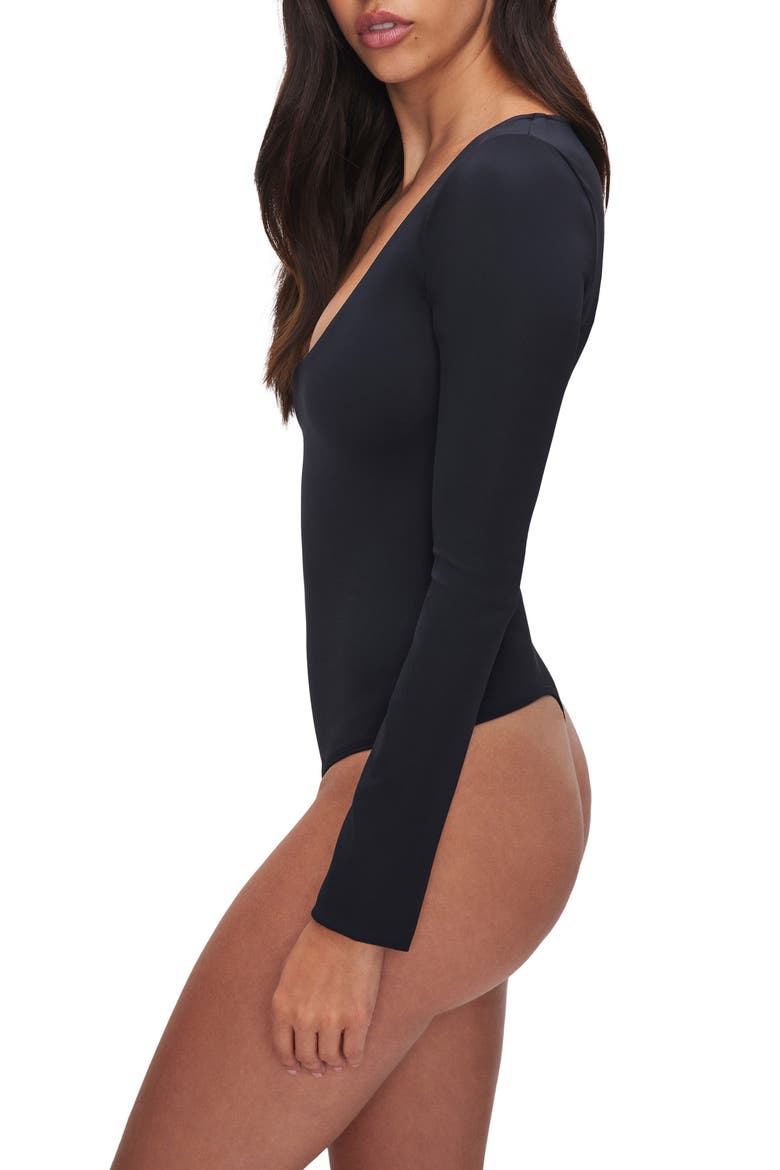 Sculpting Scoop Neck Bodysuit, Alternate, color, BLACK001