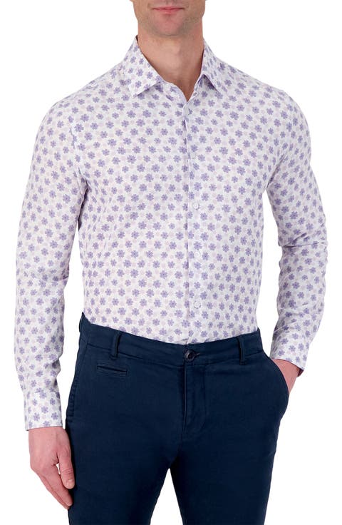 Slim Fit Floral Performance Dress Shirt