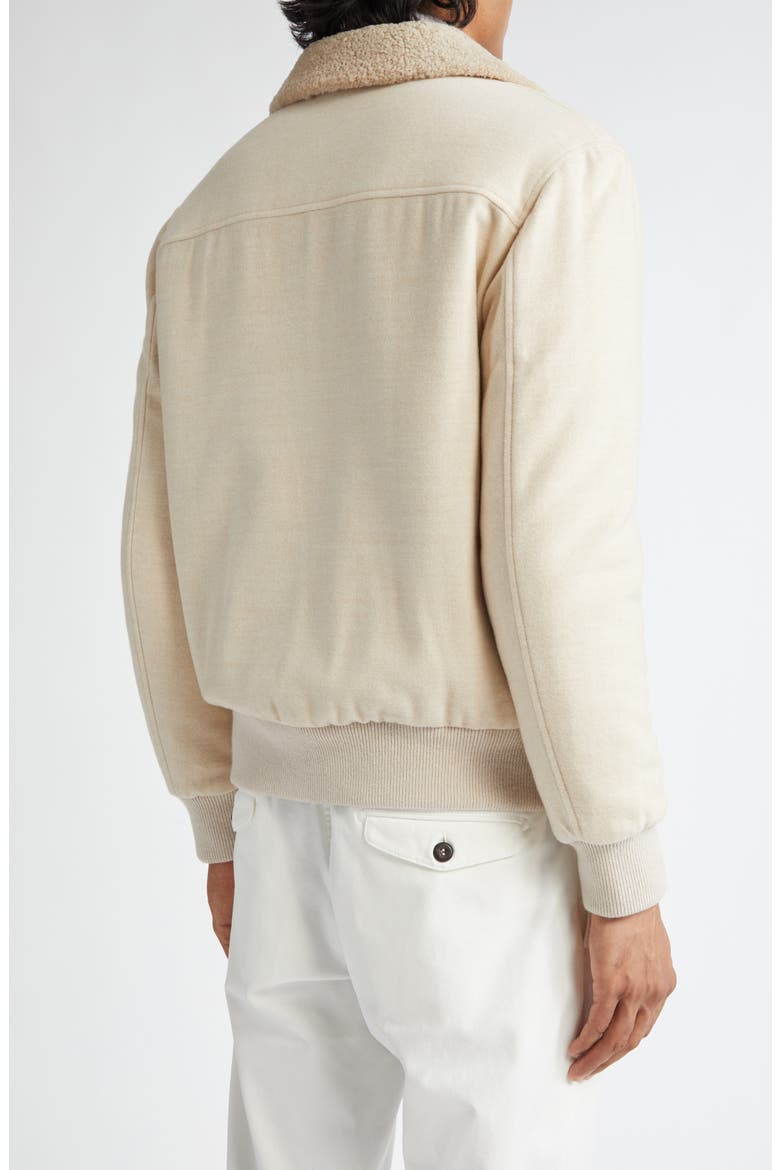 Boiled Wool & Genuine Shearling Bomber Jacket, Alternate, color, SAND