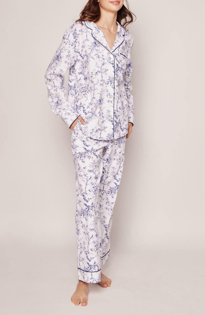Petite Plume Timeless Toile Cotton Pajamas, Main, color, White
