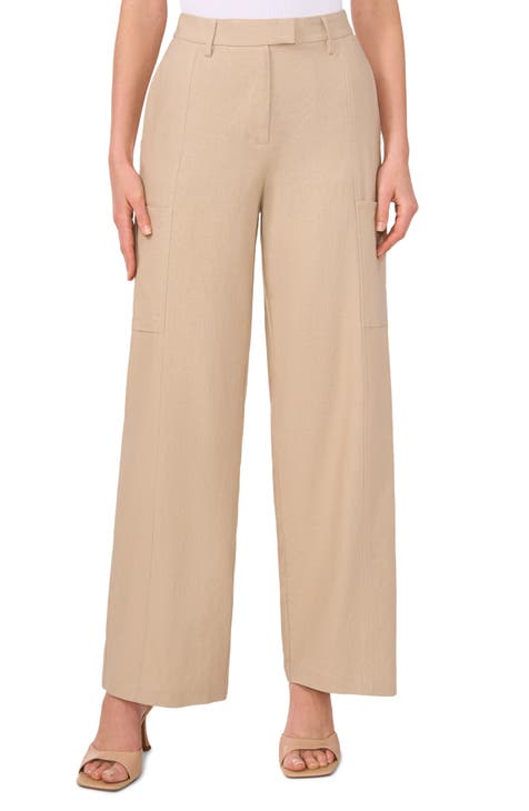 Linen Blend Straight Leg Pants