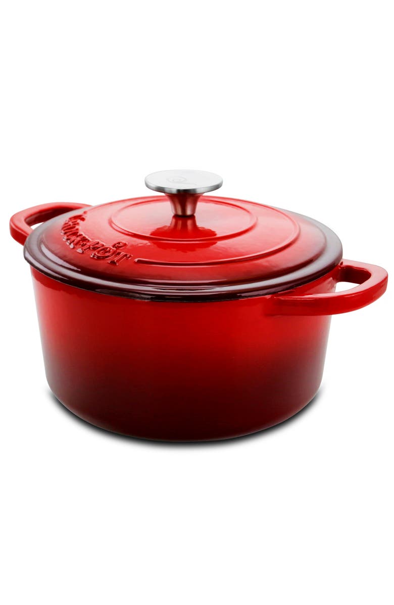 Crock-pot 3 Quart Enameled Cast Iron Casserole with Lid, Main, color, Red