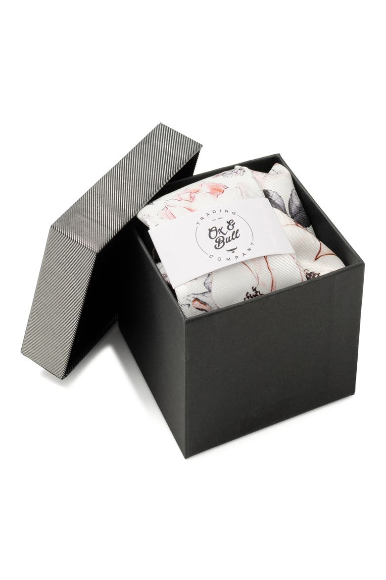 Floral Silk Tie & Pocket Square, Alternate, color, GRAY