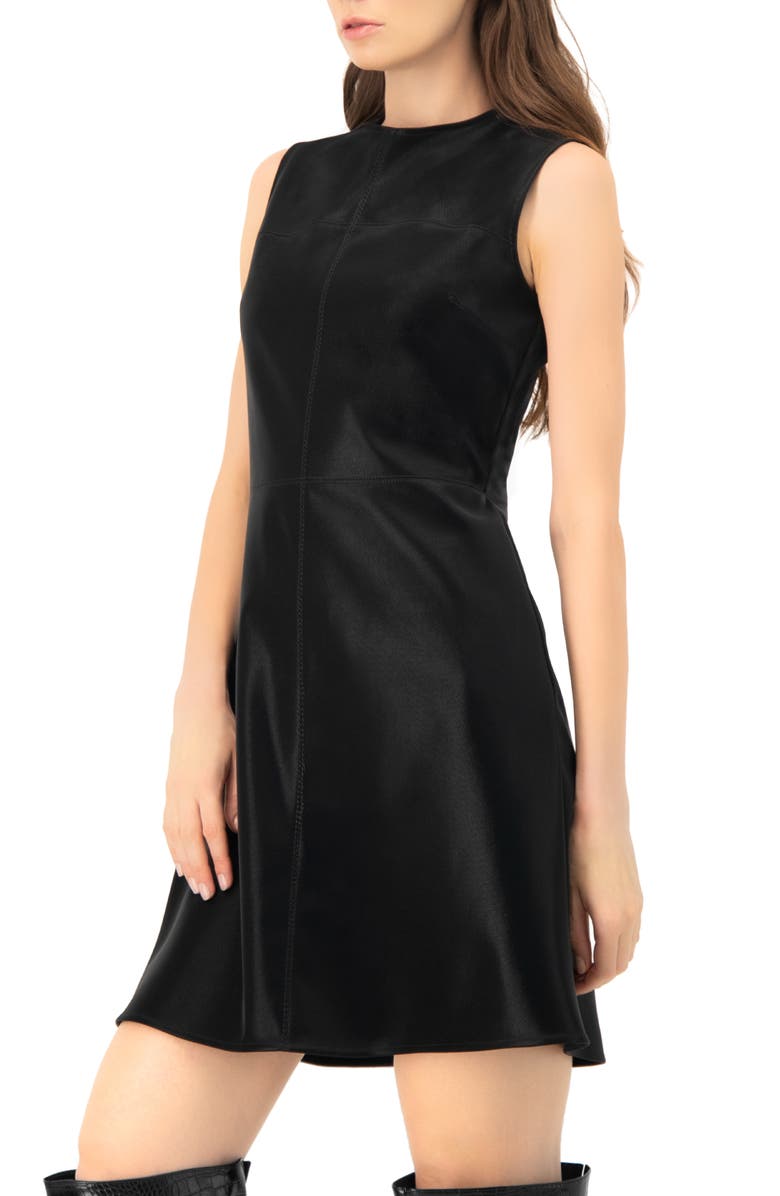 IVONNE Sleeveless High Shine A-Line Dress, Alternate, color, Black