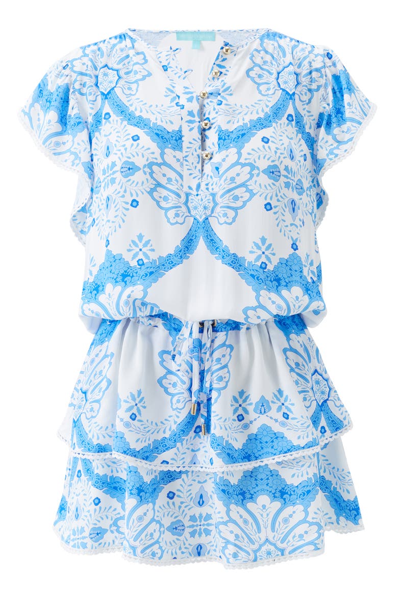 Lenni Tie Waist Cover-Up Minidress, Alternate, color, FLORIAN