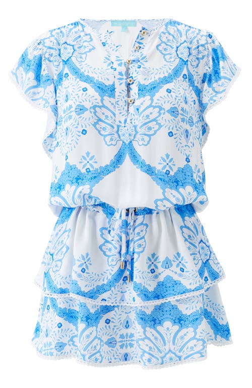 Melissa Odabash Lenni Tie Waist Cover-up Minidress In Blue
