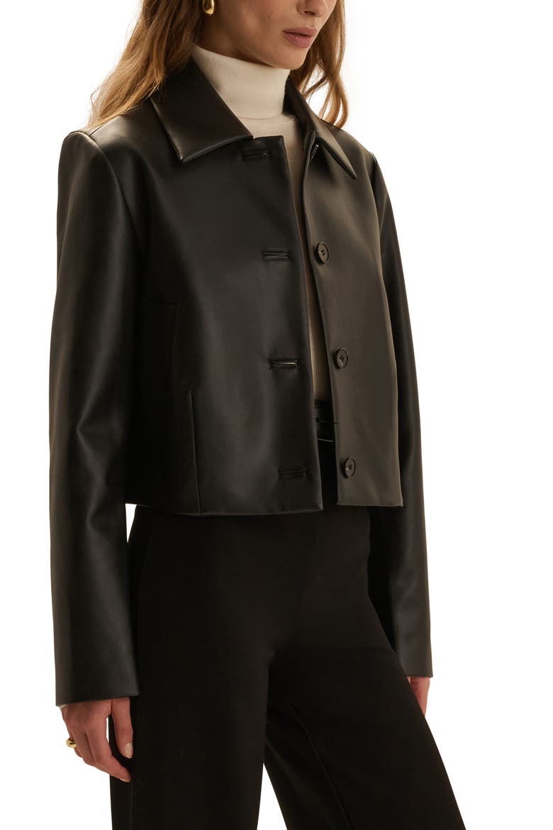 The Small Town Girl Faux Leather Jacket, Alternate, color, BLACK
