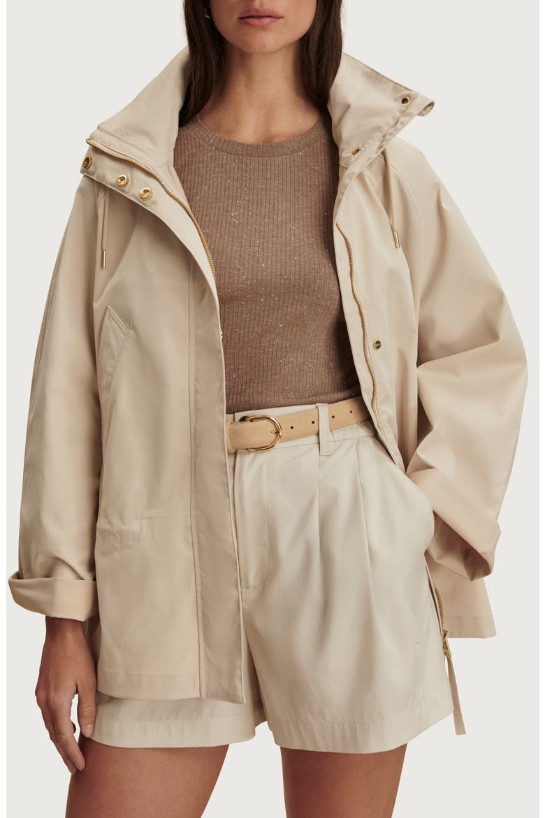 Jeanie Hooded Water Repellent Jacket, Main, color, OAT MILK