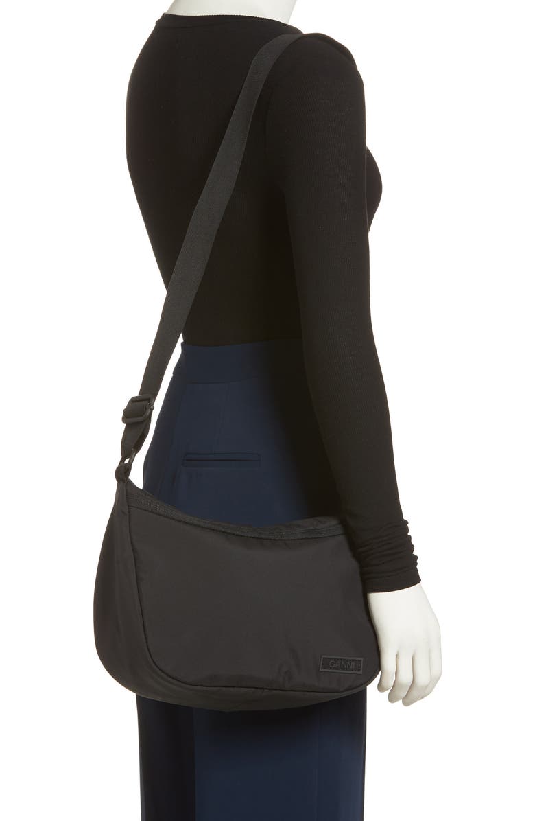 Ganni Tech Fabric Saddle Shoulder Bag, Alternate, color,