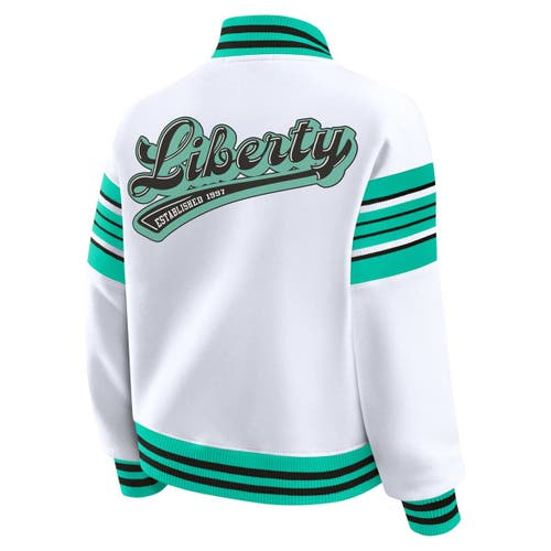 Wear By Erin Andrews Women's White/mint New York Liberty Full-snap Fleece Sweatshirt Jacket In Multi