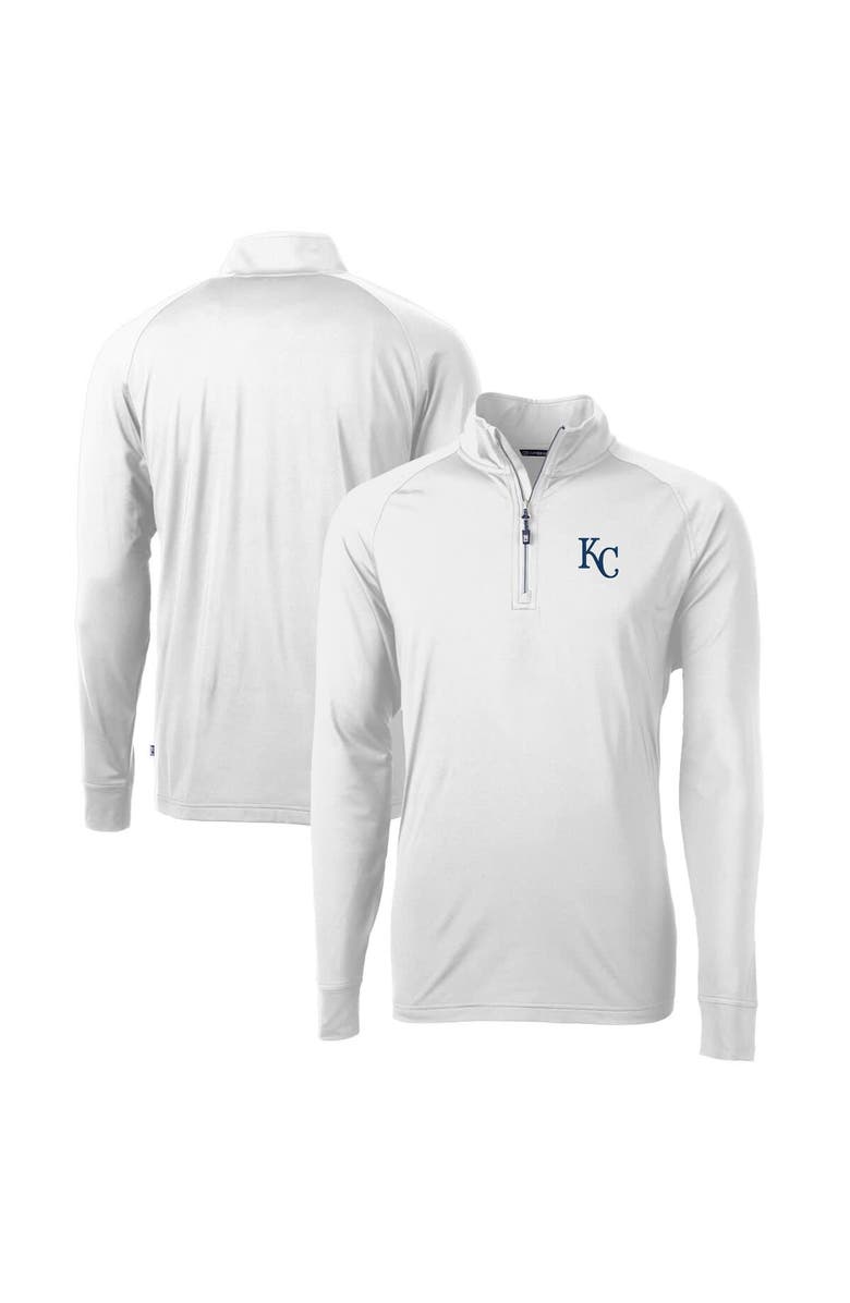 Cutter & Buck Men's Cutter & Buck  White Kansas City Royals Adapt Eco Knit Stretch Recycled Quarter-Zip Pullover Top, Main, color, White
