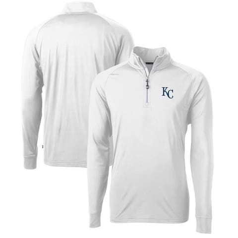 Men's Cutter & Buck  White Kansas City Royals Adapt Eco Knit Stretch Recycled Quarter-Zip Pullover Top