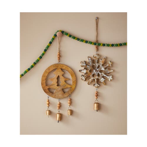 Tag Woodland Tree Hanging Decor Natural Wood Holiday Ornaments In Gold