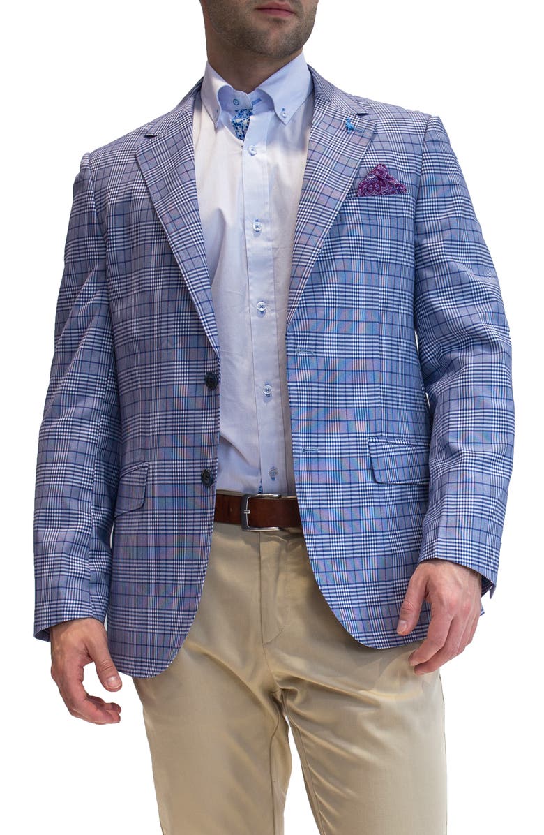 TailorByrd Textured Plaid Sport Coat, Alternate, color, Royal