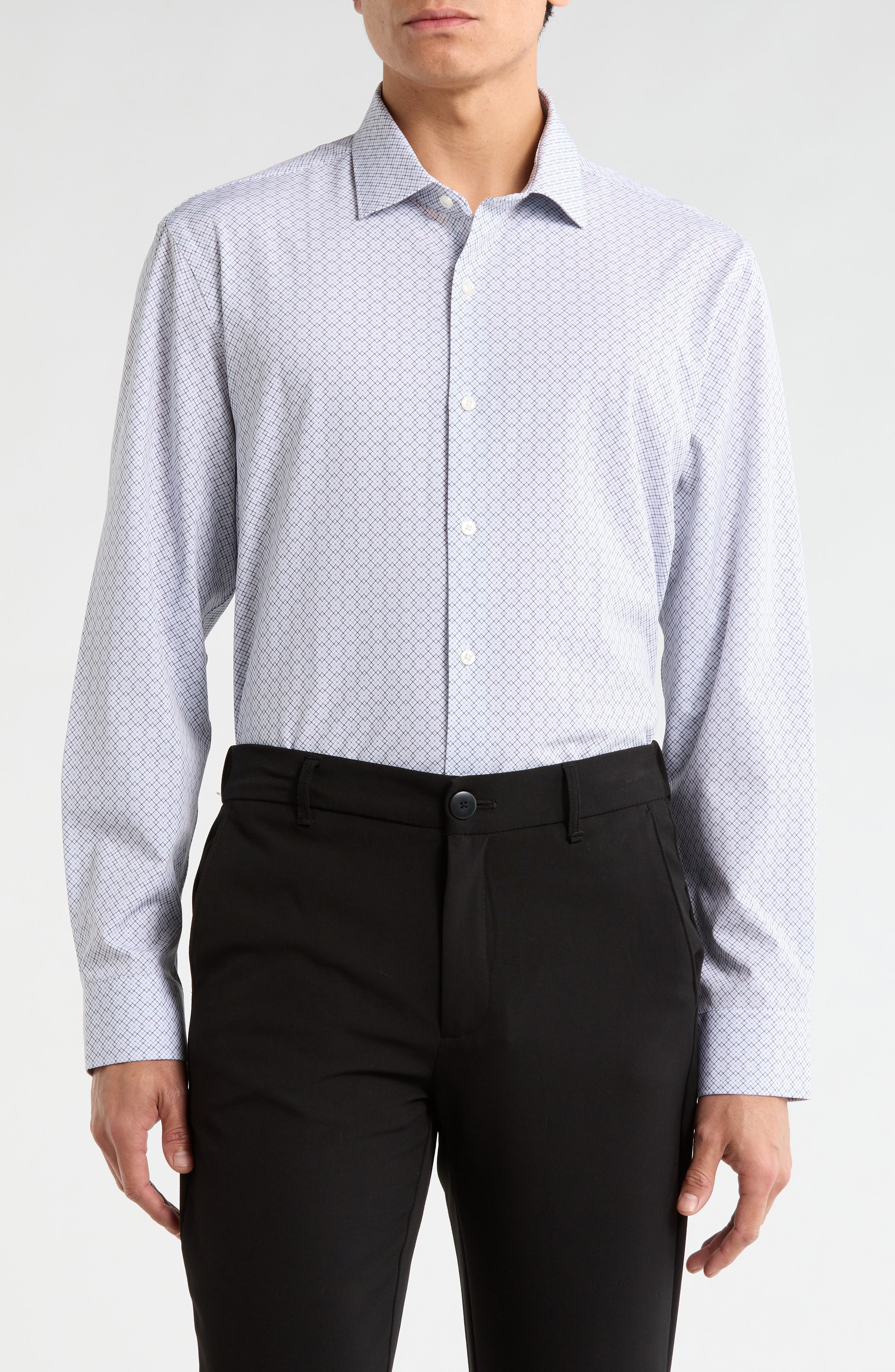 Perry Ellis Diamond Print Slim Fit Stretch Dress Shirt