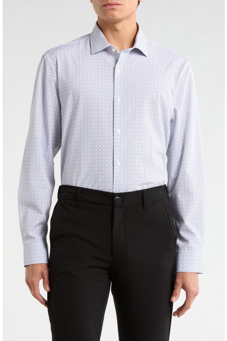 Diamond Print Slim Fit Stretch Dress Shirt, Main, color, SILVER