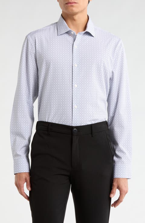 Diamond Print Slim Fit Stretch Dress Shirt (Big & Tall)