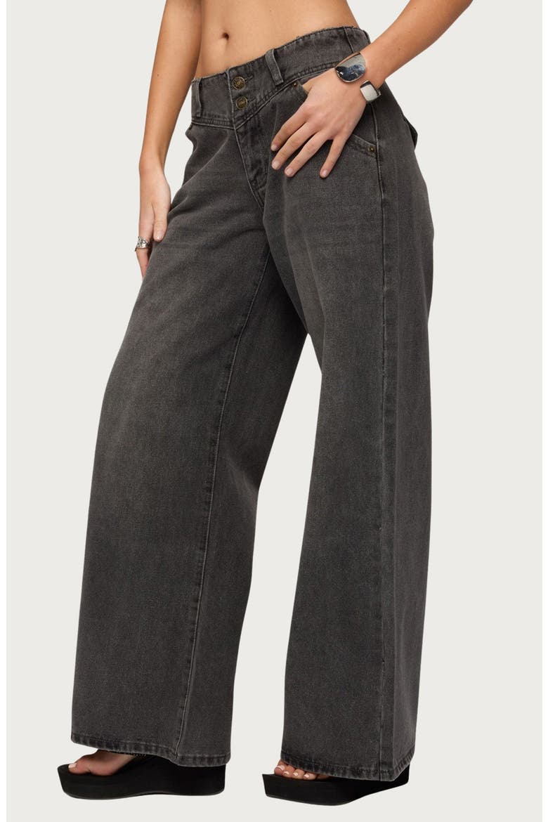 Meredith Low Rise Wide Leg Jeans, Alternate, color, BLACK