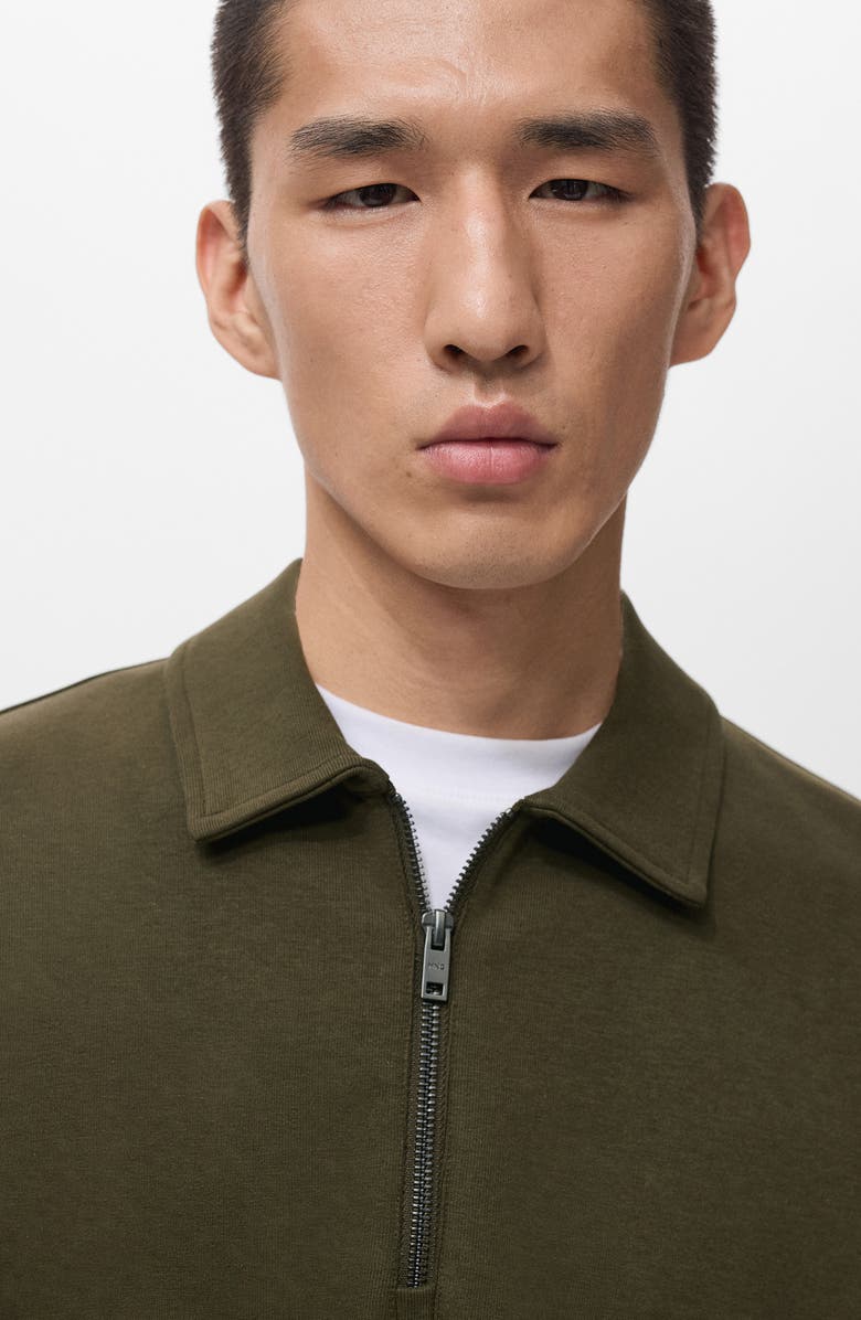 MANGO Regular Fit Quarter Zip Sweater, Alternate, color, Olive Green