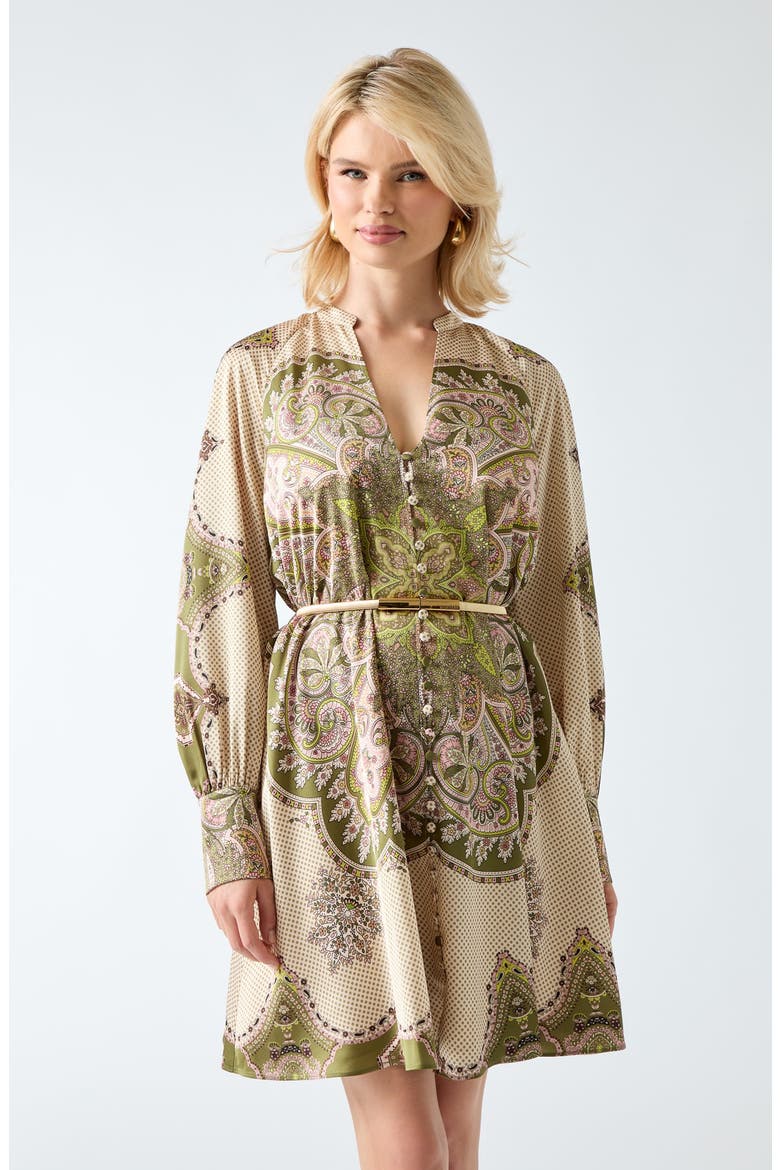 Khlifia Long Sleeve Belted Fit & Flare Minidress, Alternate, color, BROWN