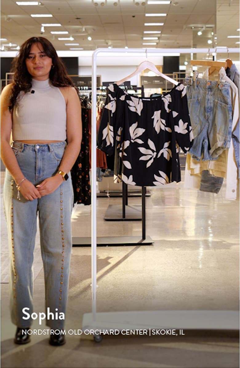 Floral Print Off the Shoulder Top, sales video thumbnail