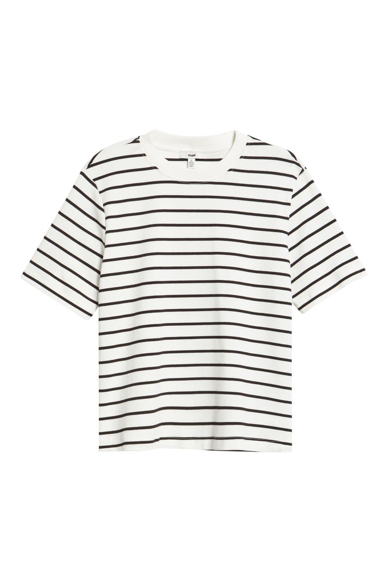 Stripe Cotton Crewneck T-Shirt, Alternate, color, BLACK WHITE STRIPE