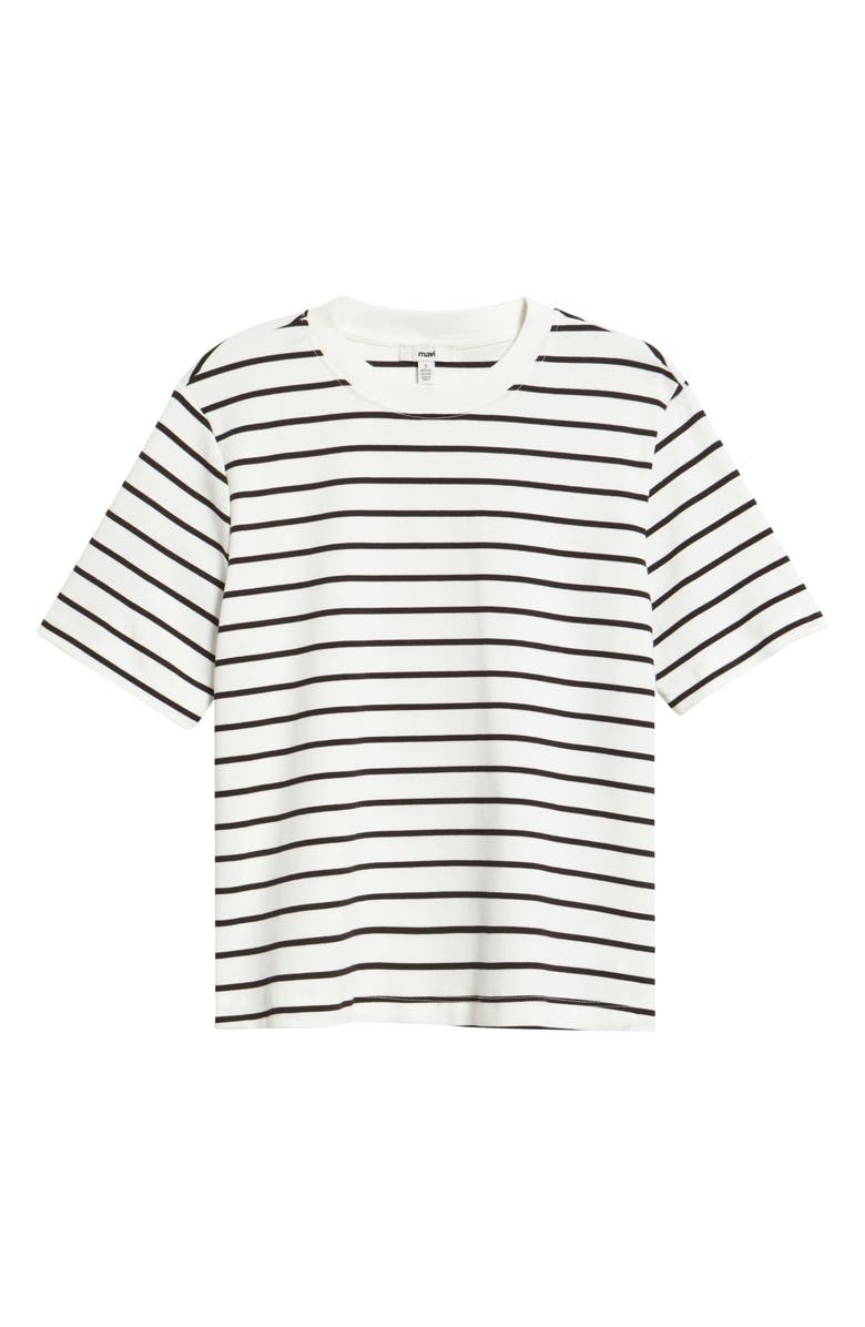 Mavi Jeans Stripe Cotton Crewneck T-Shirt, Alternate, color, Black White Stripe