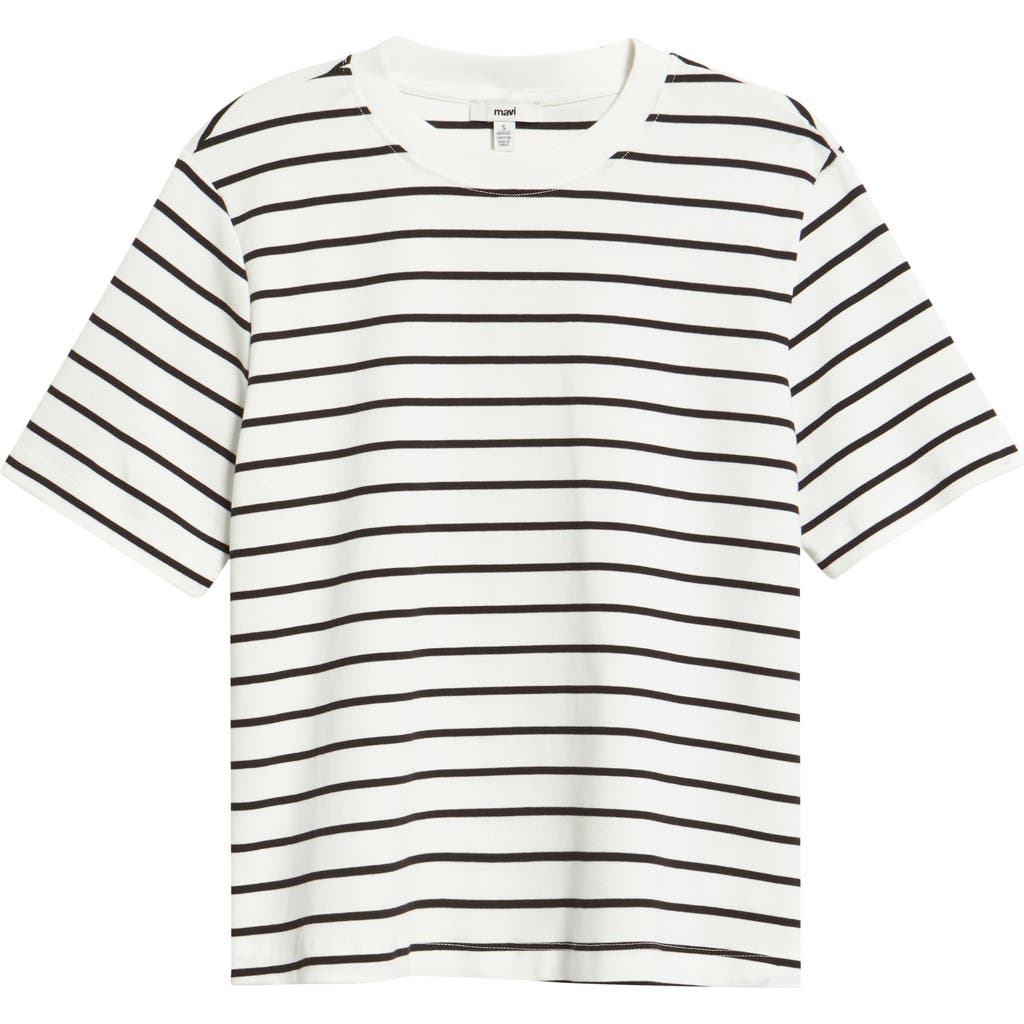 Mavi Jeans Stripe Cotton Crewneck T-shirt In White