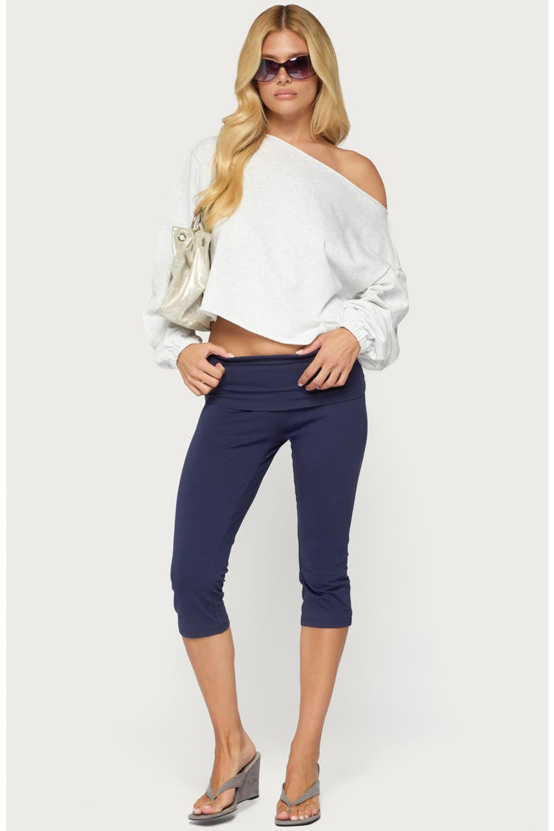 Rocio Foldover Capri Pants, Alternate, color, NAVY