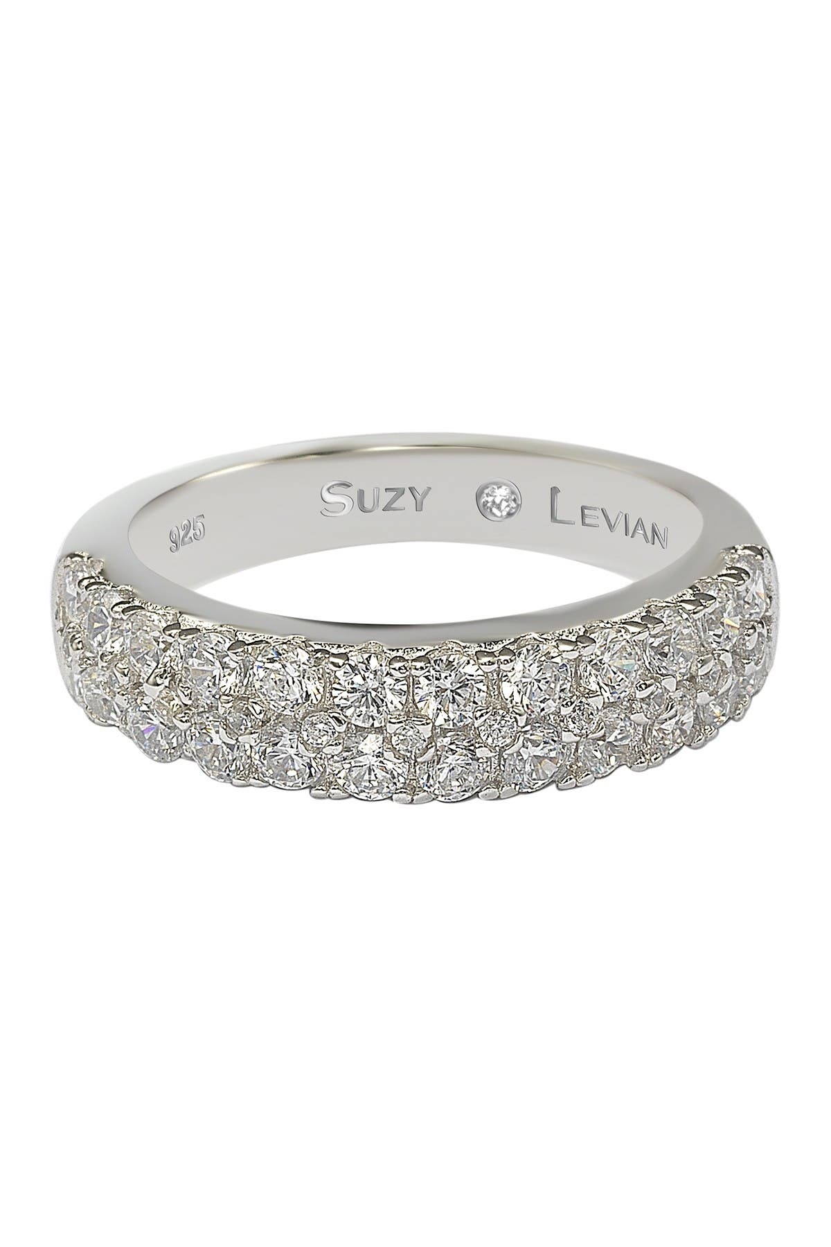 SUZY LEVIAN Sterling Silver 3-Row Pave CZ Band Ring