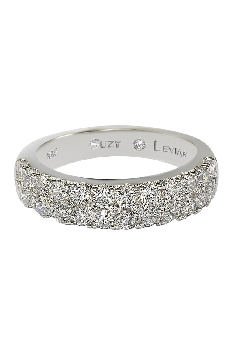 SUZY LEVIAN Sterling Silver 3-Row Pave CZ Band Ring, Main, color, White