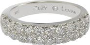SUZY LEVIAN Sterling Silver 3-Row Pave CZ Band Ring