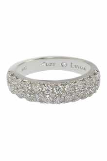 SUZY LEVIAN Sterling Silver 3-Row Pave CZ Band Ring