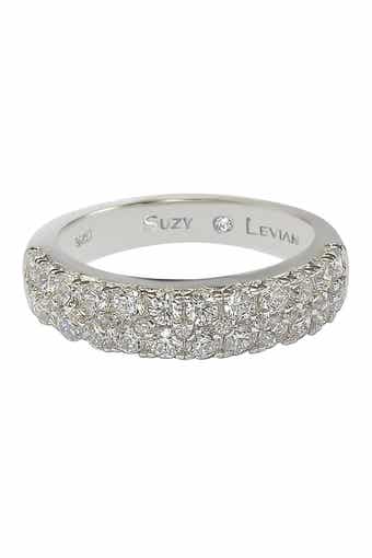 SUZY LEVIAN Sterling Silver 3-Row Pave CZ Band Ring
