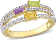 DELMAR Amethyst Citrine Peridot & White Topaz Ring