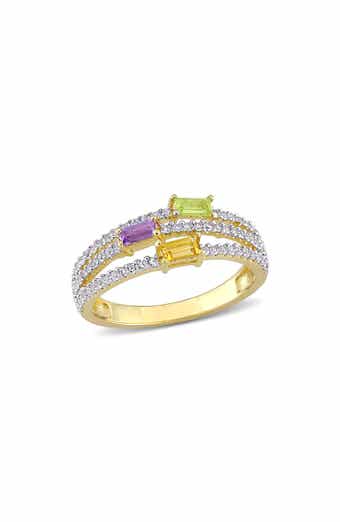 Amethyst Citrine Peridot & White Topaz Ring