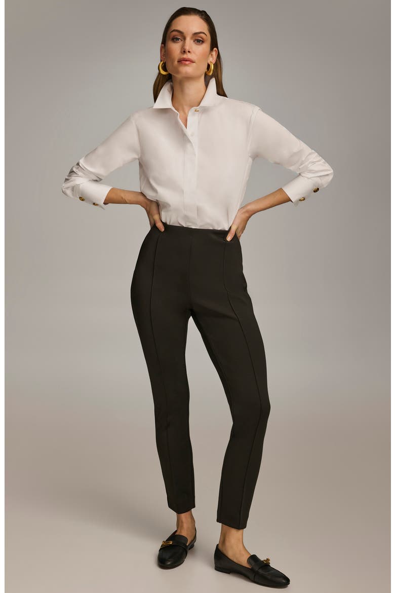 Skinny Pintuck Ankle Pants, Alternate, color, BLACK