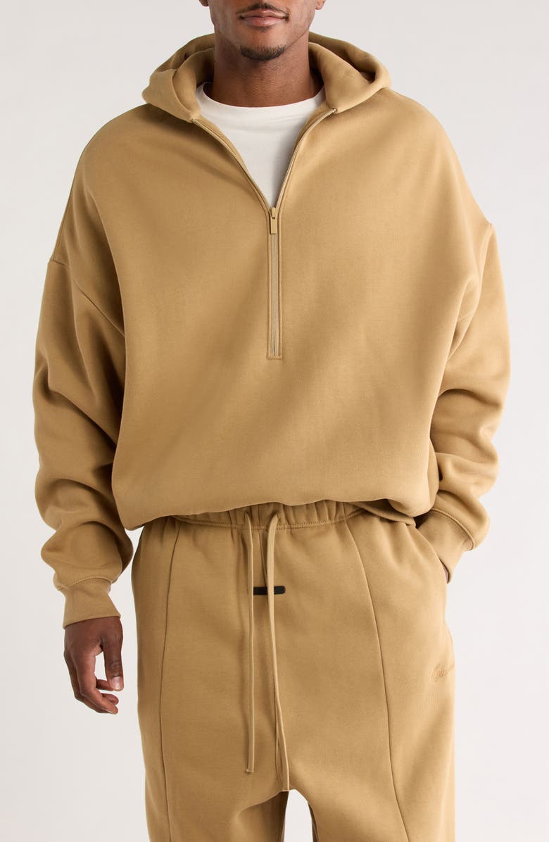 Fear of God Essentials Property Lounge Half Zip Hoodie, Main, color, Dune