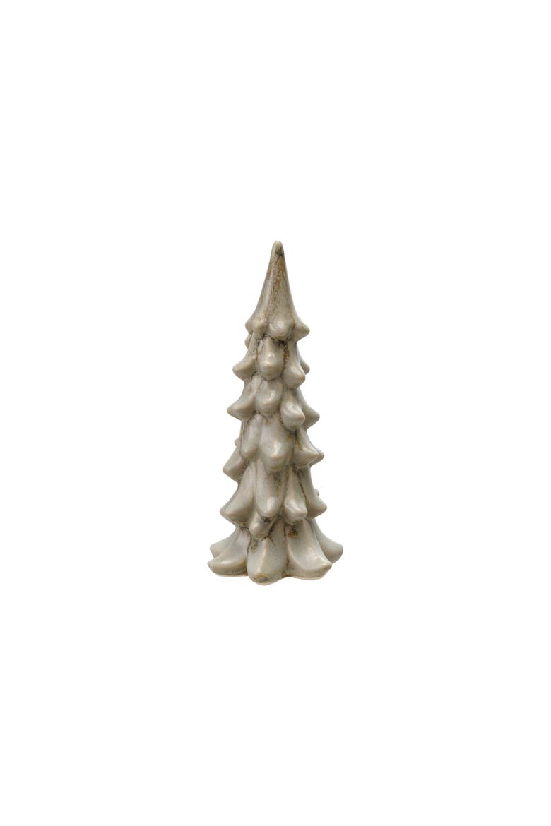 Stoneware Tree Figurine with Reactive Glaze, Light Green, Main, color, Light Green