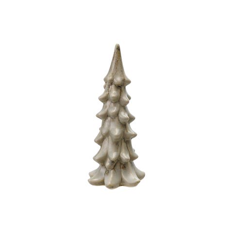 Stoneware Tree Figurine with Reactive Glaze, Light Green