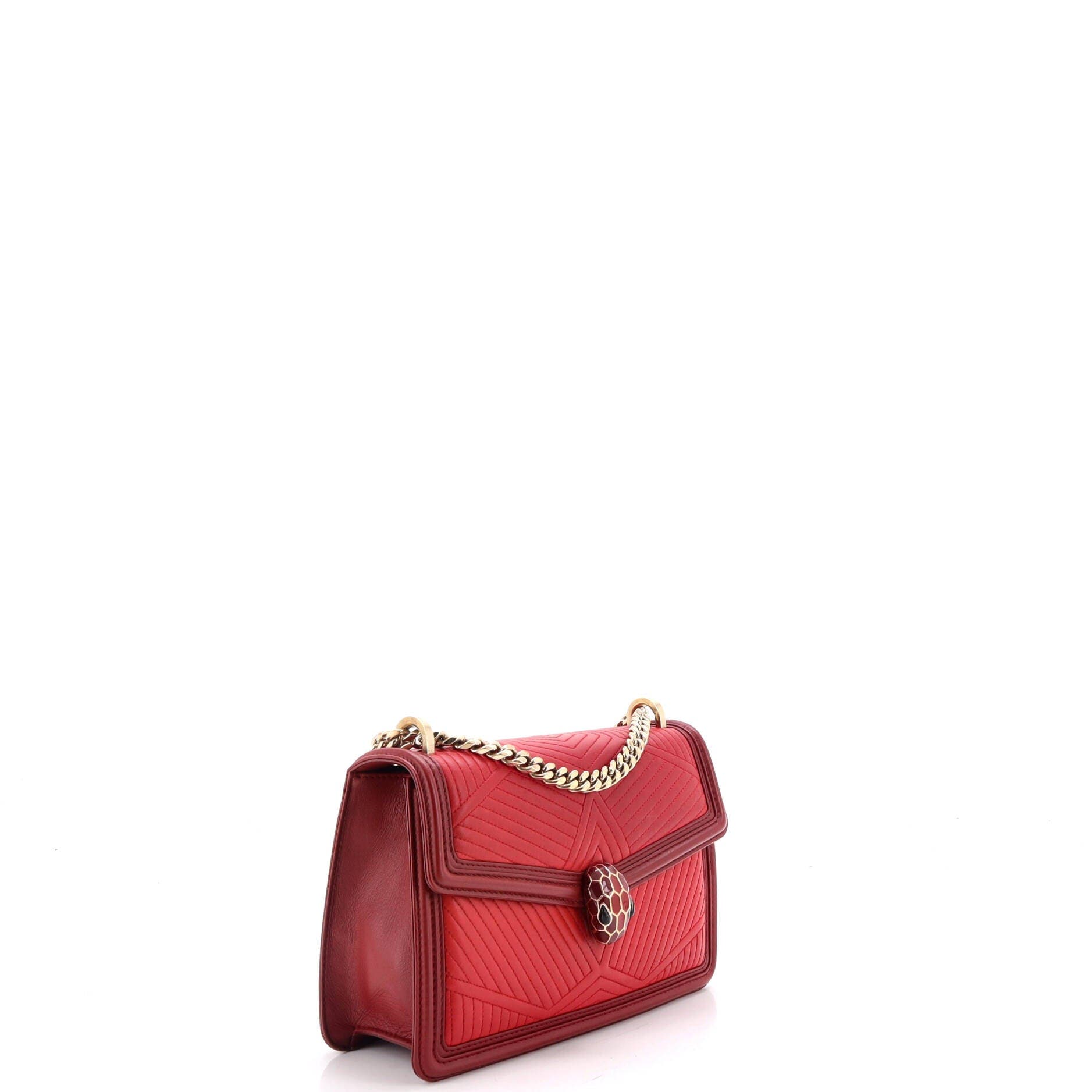 Serpenti Forever Shoulder Bag Quilted Leather Small, Alternate, color, Burgundy