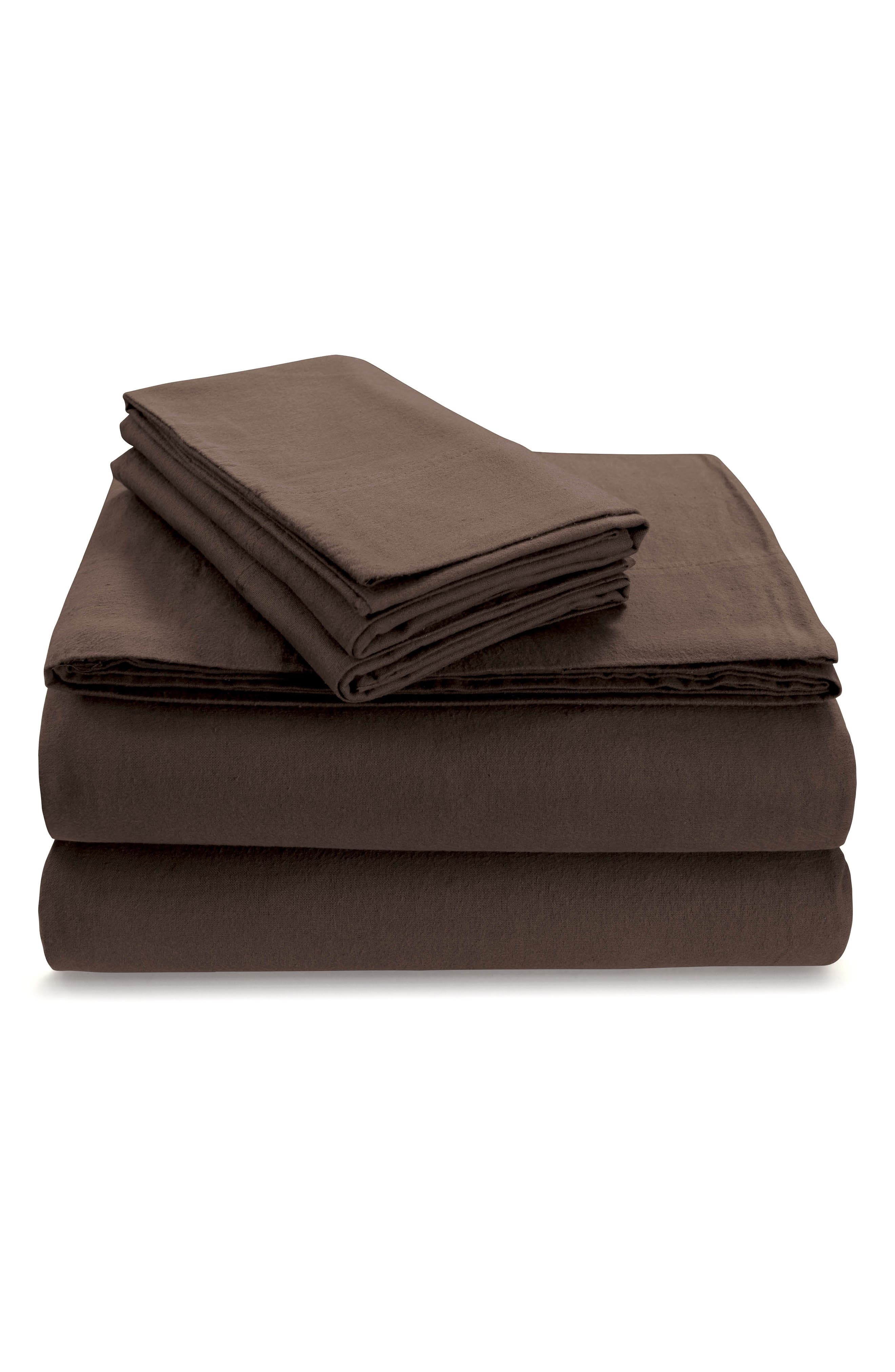 AZORES HOME Solid Cotton Flannel Sheet Set