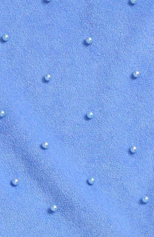 Ava & Yelly Kids' Faux Pearl Cover-up Crop Top & Shorts Set In Periwinkle